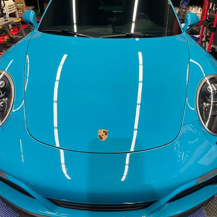 Paint inspected under a swirl-finder light before correction