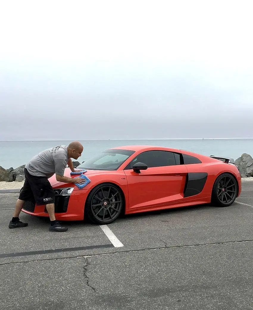 Vehicle detailed outdoors near the Orange County coast
