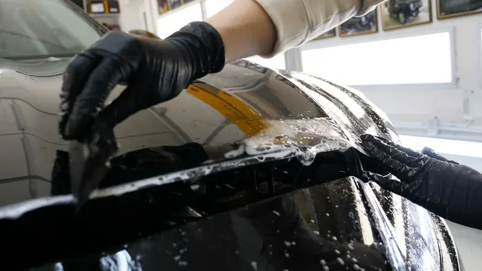 Precision-cut film aligned to a vehicle contour